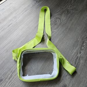 Clear and Neon Green Stadium Crossbody Messenger Bag